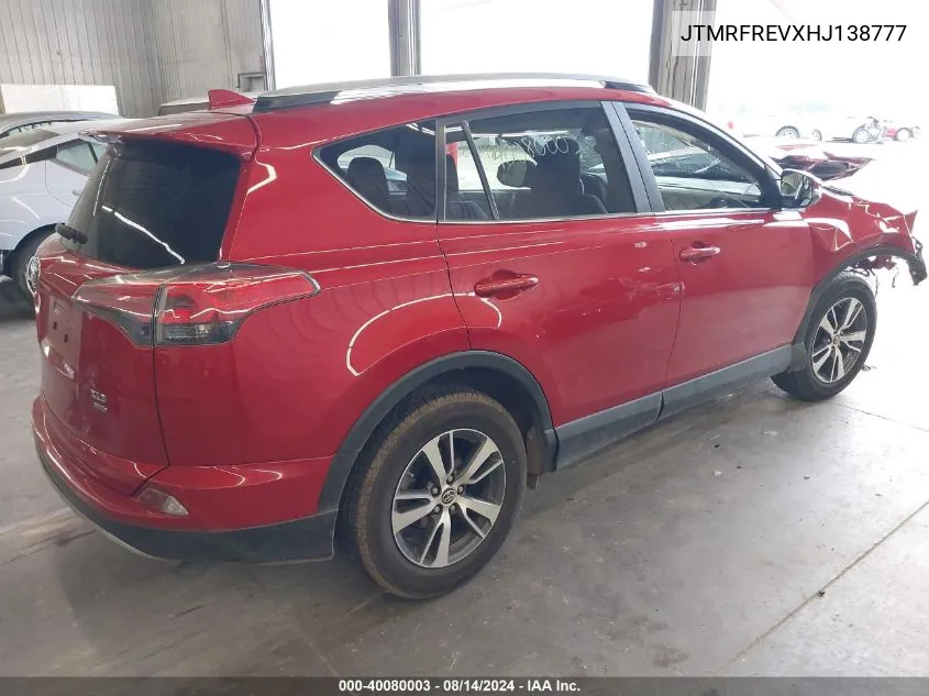 2017 Toyota Rav4 Xle VIN: JTMRFREVXHJ138777 Lot: 40080003