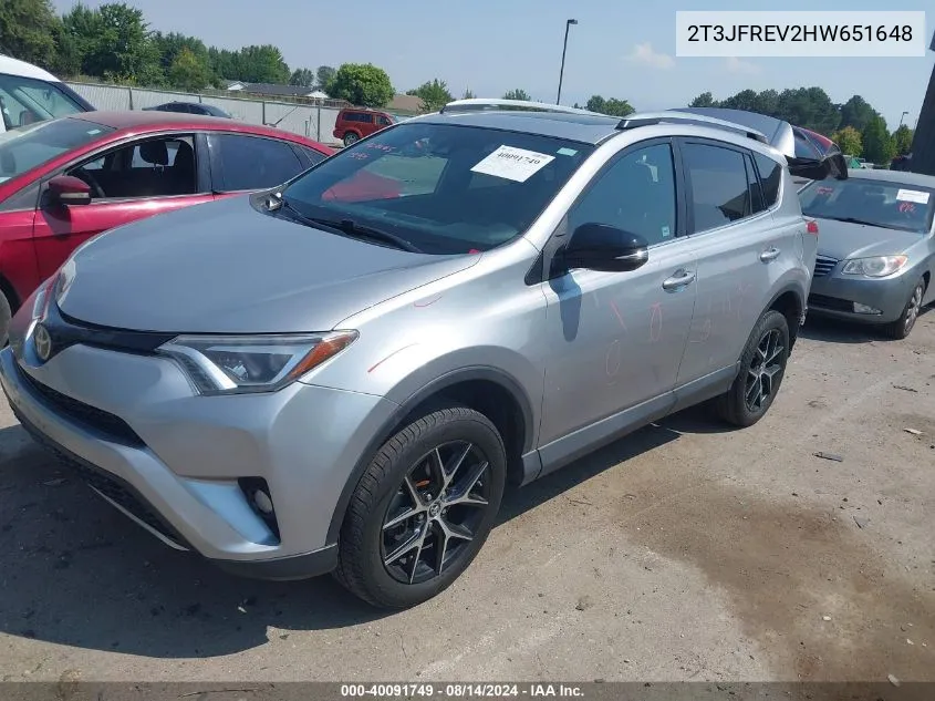 2017 Toyota Rav4 Se VIN: 2T3JFREV2HW651648 Lot: 40091749