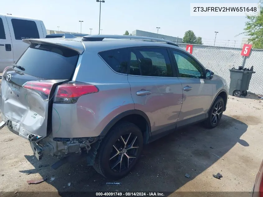 2T3JFREV2HW651648 2017 Toyota Rav4 Se