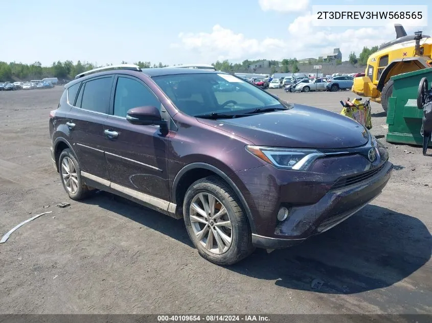 2017 Toyota Rav4 Limited VIN: 2T3DFREV3HW568565 Lot: 40109654