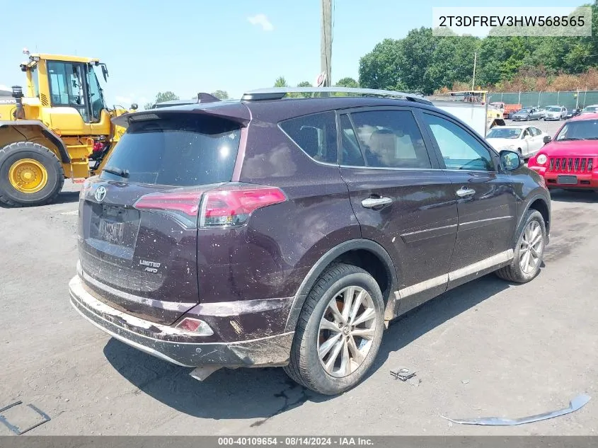 2017 Toyota Rav4 Limited VIN: 2T3DFREV3HW568565 Lot: 40109654