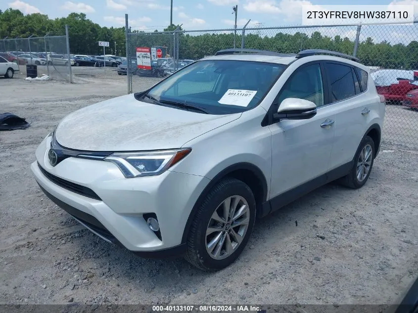 2017 Toyota Rav4 Limited VIN: 2T3YFREV8HW387110 Lot: 40133107