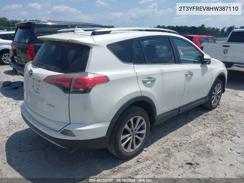 2017 Toyota Rav4 Limited VIN: 2T3YFREV8HW387110 Lot: 40133107