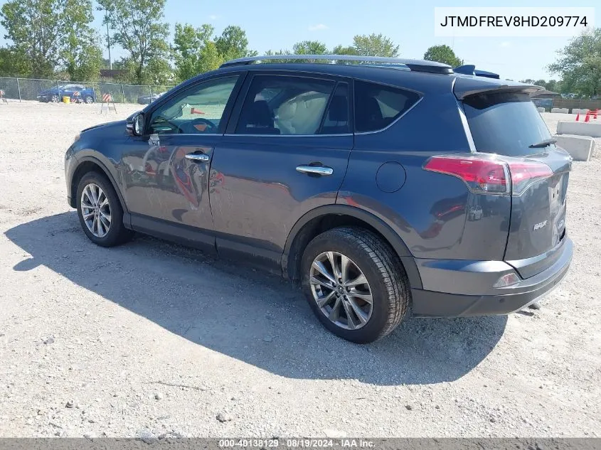 2017 Toyota Rav4 Limited VIN: JTMDFREV8HD209774 Lot: 40138129