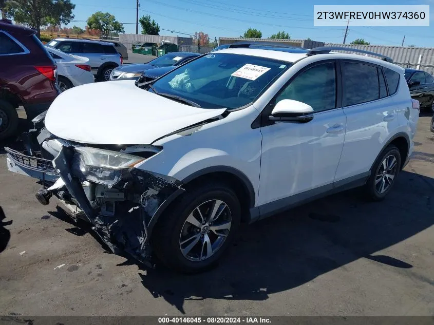 2017 Toyota Rav4 Xle VIN: 2T3WFREV0HW374360 Lot: 40146045