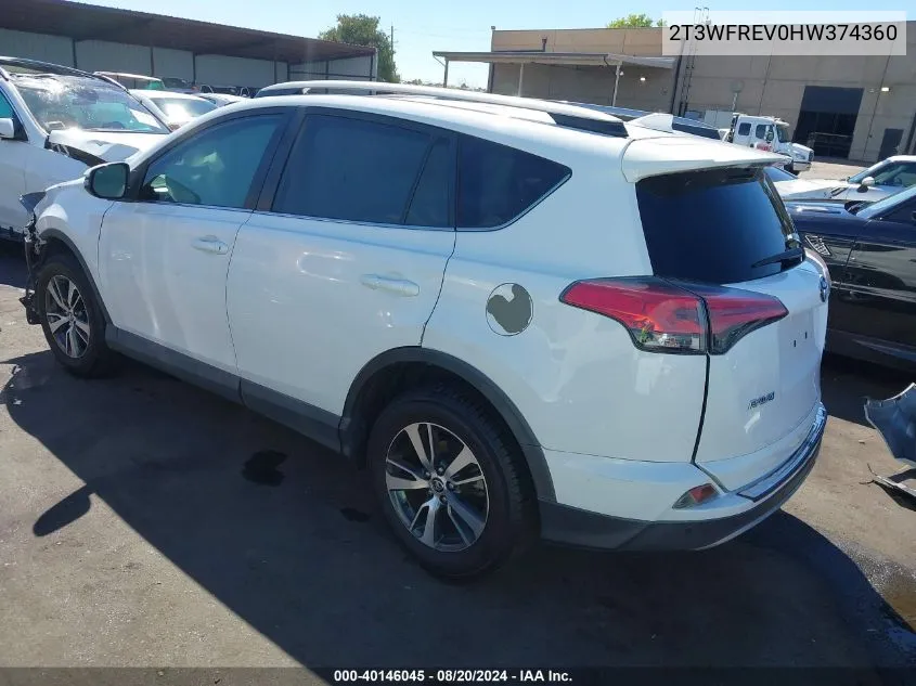 2T3WFREV0HW374360 2017 Toyota Rav4 Xle