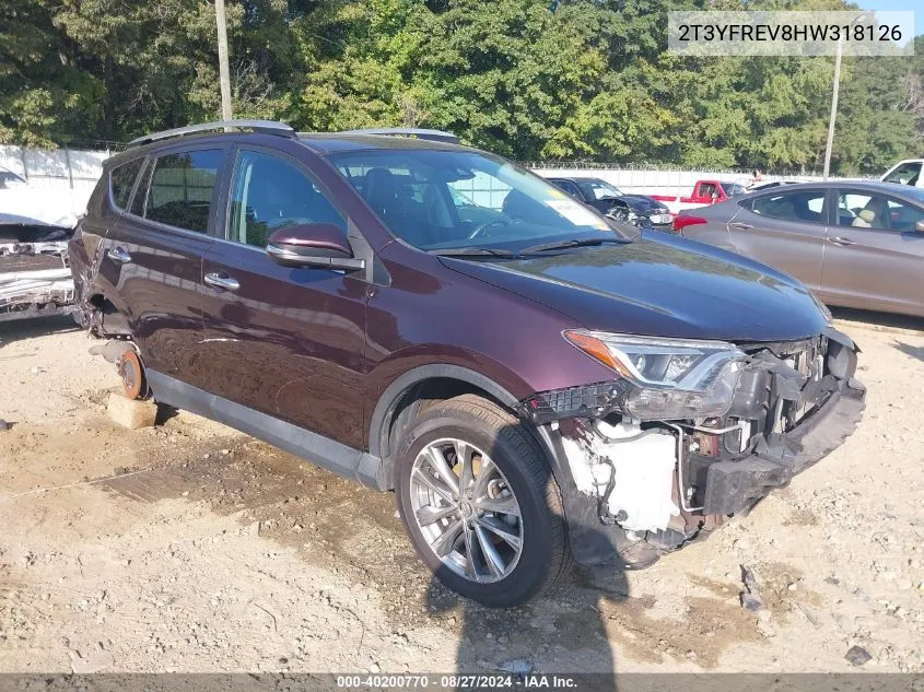 2017 Toyota Rav4 Limited VIN: 2T3YFREV8HW318126 Lot: 40200770