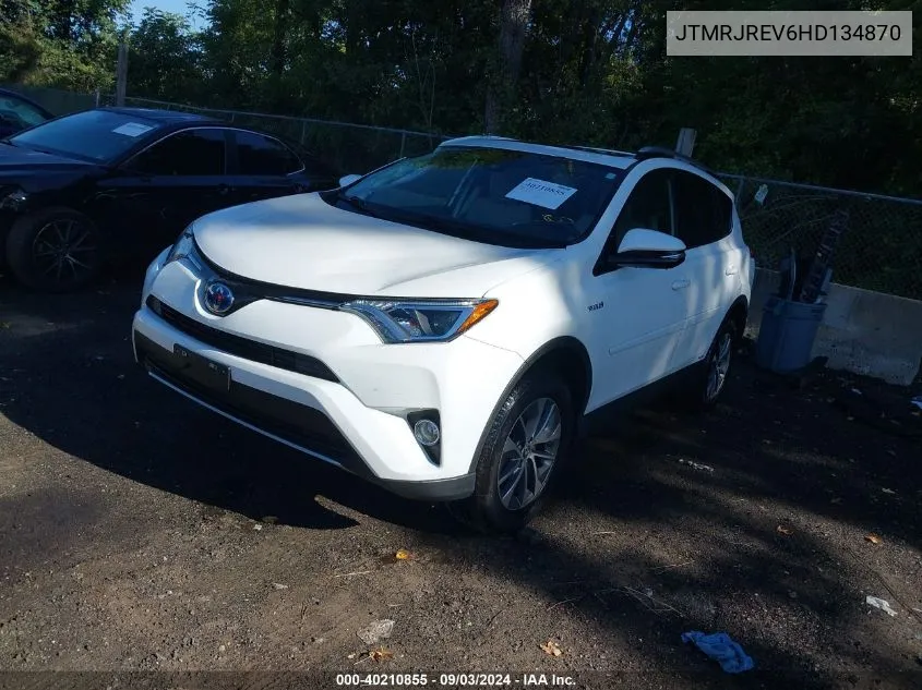 2017 Toyota Rav4 Hybrid Xle VIN: JTMRJREV6HD134870 Lot: 40210855