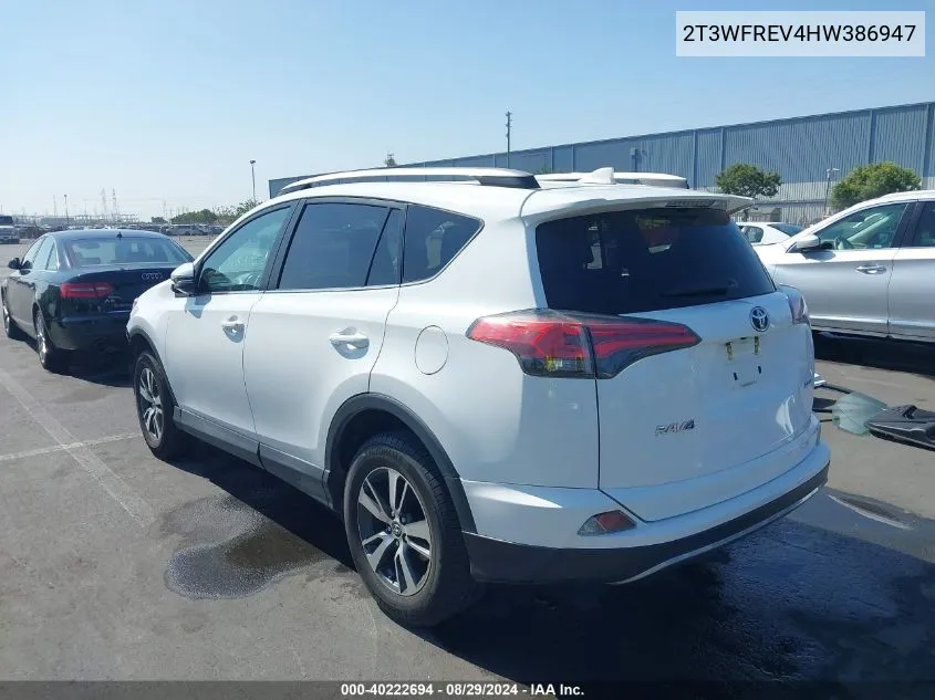 2017 Toyota Rav4 Xle VIN: 2T3WFREV4HW386947 Lot: 40222694