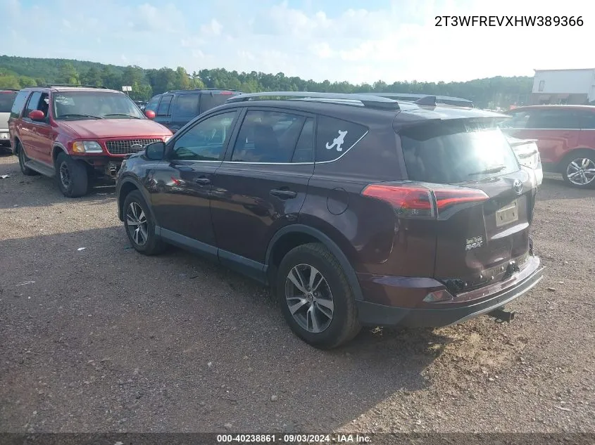 2017 Toyota Rav4 Xle VIN: 2T3WFREVXHW389366 Lot: 40238861