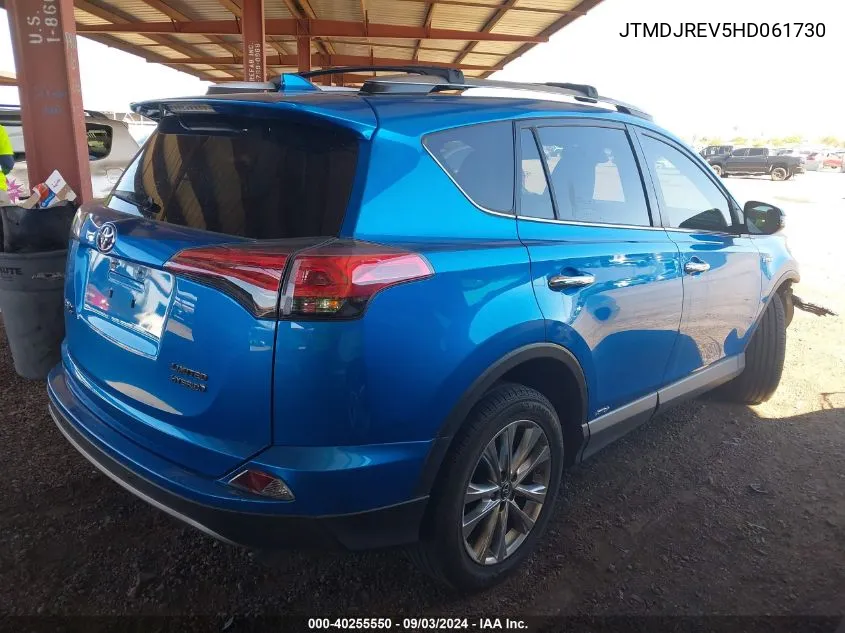 2017 Toyota Rav4 Hybrid Limited VIN: JTMDJREV5HD061730 Lot: 40255550