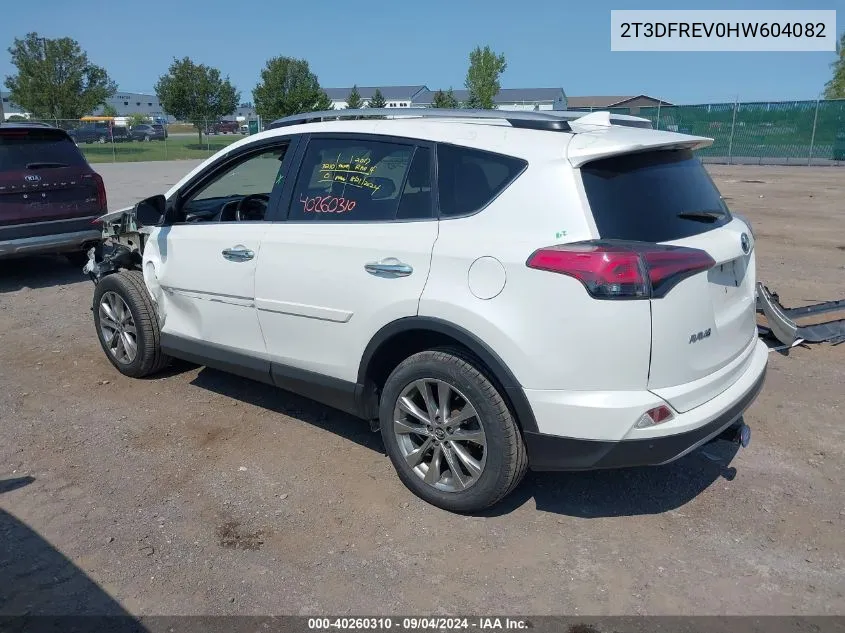 2017 Toyota Rav4 Limited/Se/Platinum VIN: 2T3DFREV0HW604082 Lot: 40260310