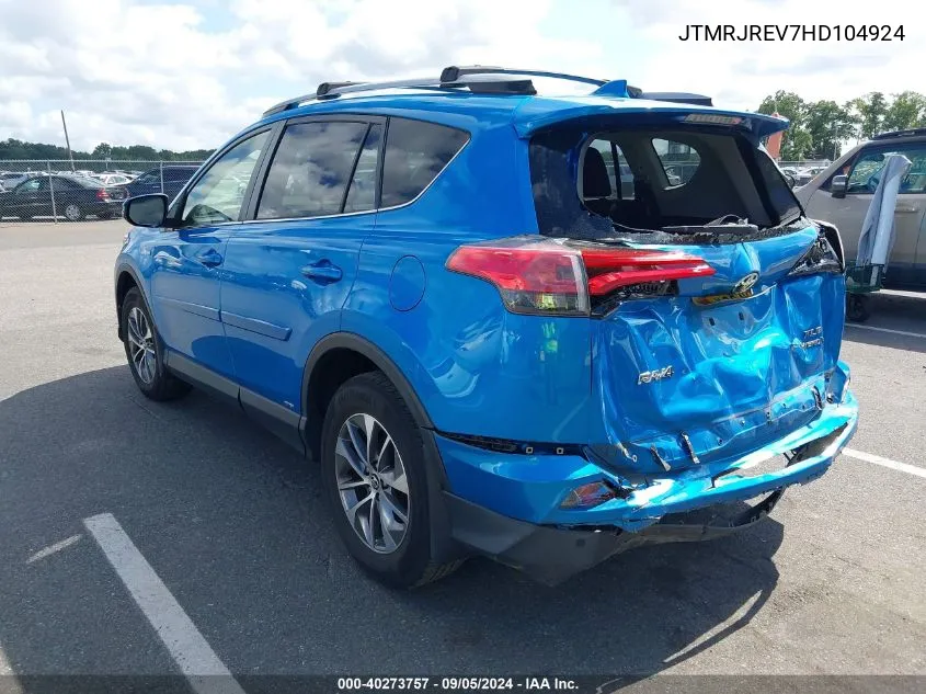 JTMRJREV7HD104924 2017 Toyota Rav4 Hybrid Xle