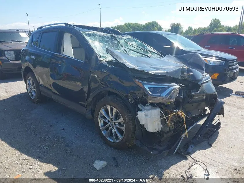 2017 Toyota Rav4 Hybrid Limited VIN: JTMDJREV0HD070593 Lot: 40289221