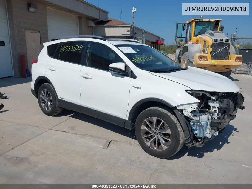 2017 Toyota Rav4 Hybrid Xle VIN: JTMRJREV2HD098918 Lot: 40353528