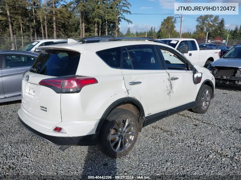 2017 Toyota Rav4 Hybrid Limited VIN: JTMDJREV9HD120472 Lot: 40442206