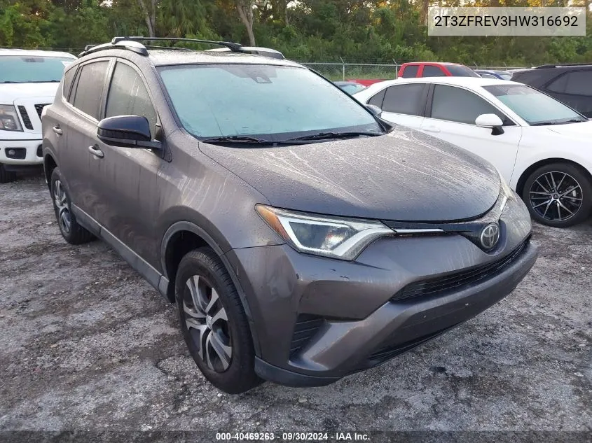 2017 Toyota Rav4 Le VIN: 2T3ZFREV3HW316692 Lot: 40469263