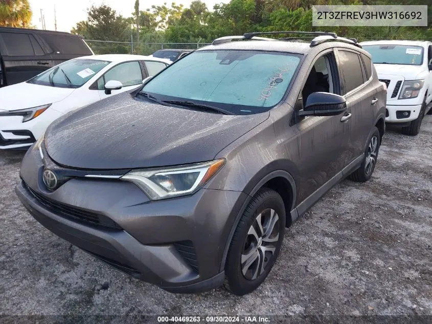 2017 Toyota Rav4 Le VIN: 2T3ZFREV3HW316692 Lot: 40469263