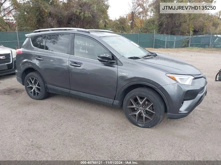 JTMJJREV7HD135250 2017 Toyota Rav4 Hybrid Se