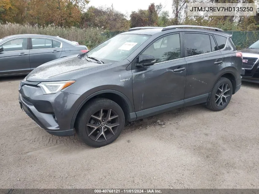 JTMJJREV7HD135250 2017 Toyota Rav4 Hybrid Se