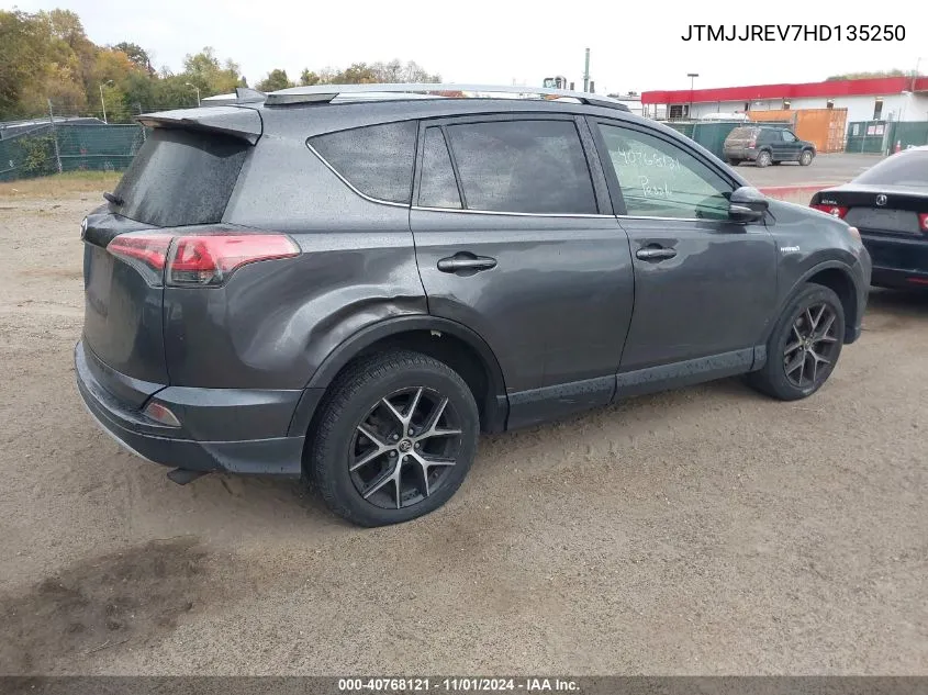 JTMJJREV7HD135250 2017 Toyota Rav4 Hybrid Se