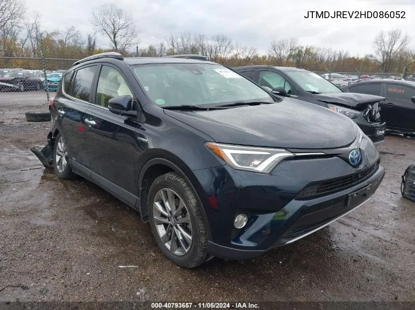 2017 Toyota Rav4 Hybrid Limited VIN: JTMDJREV2HD086052 Lot: 40793657