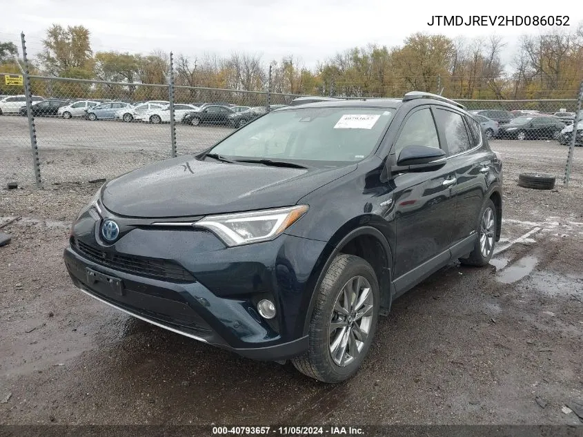 2017 Toyota Rav4 Hybrid Limited VIN: JTMDJREV2HD086052 Lot: 40793657