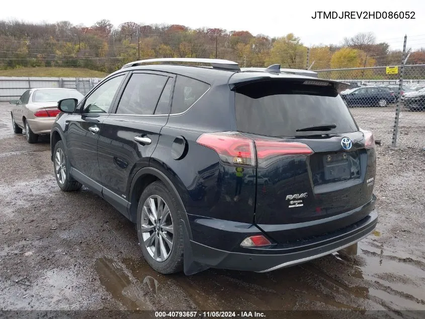 2017 Toyota Rav4 Hybrid Limited VIN: JTMDJREV2HD086052 Lot: 40793657