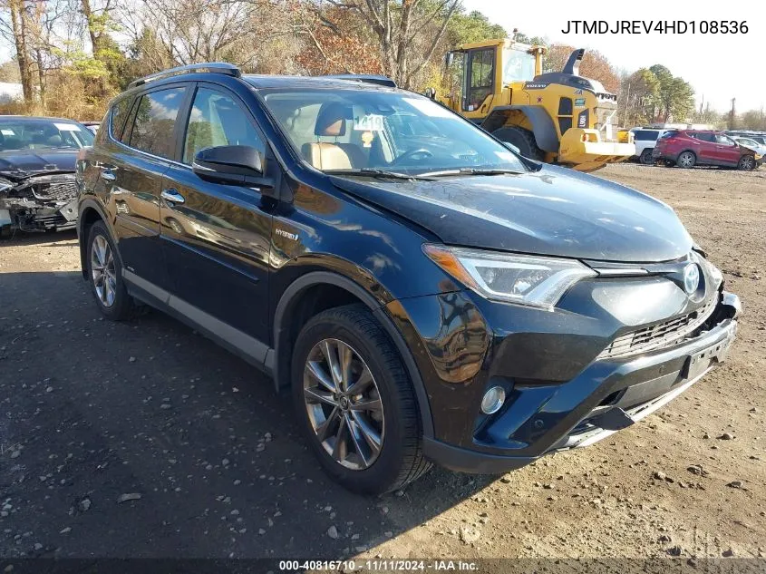 2017 Toyota Rav4 Hybrid Limited VIN: JTMDJREV4HD108536 Lot: 40816710