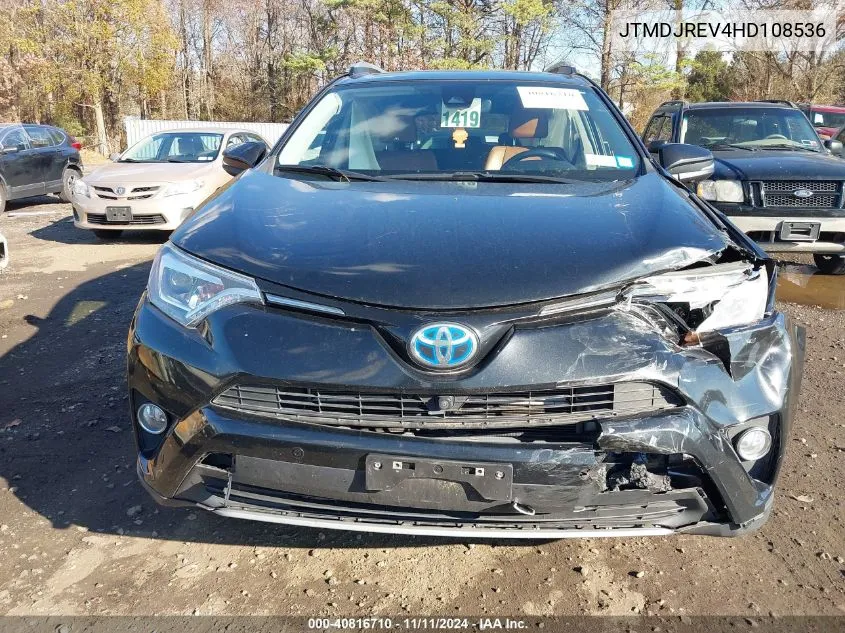 2017 Toyota Rav4 Hybrid Limited VIN: JTMDJREV4HD108536 Lot: 40816710