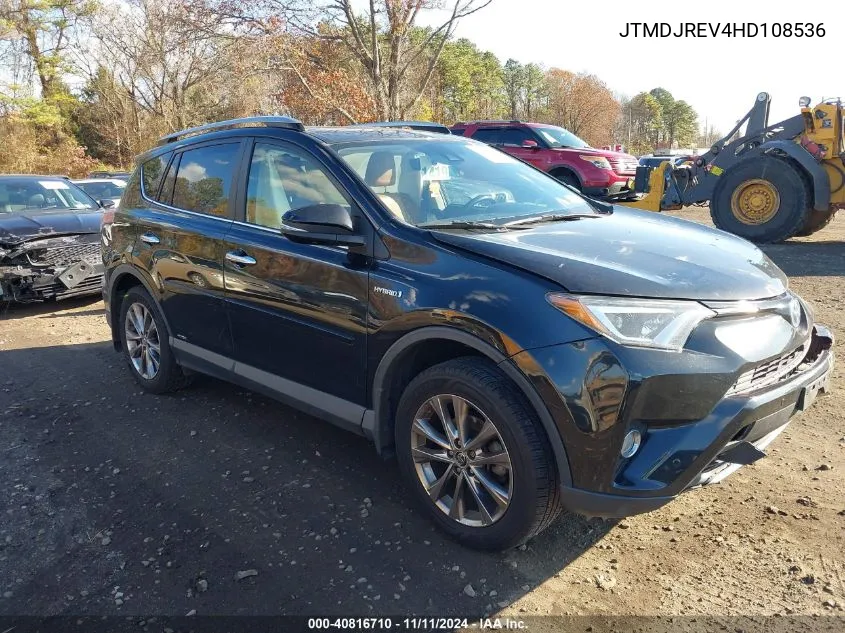 2017 Toyota Rav4 Hybrid Limited VIN: JTMDJREV4HD108536 Lot: 40816710