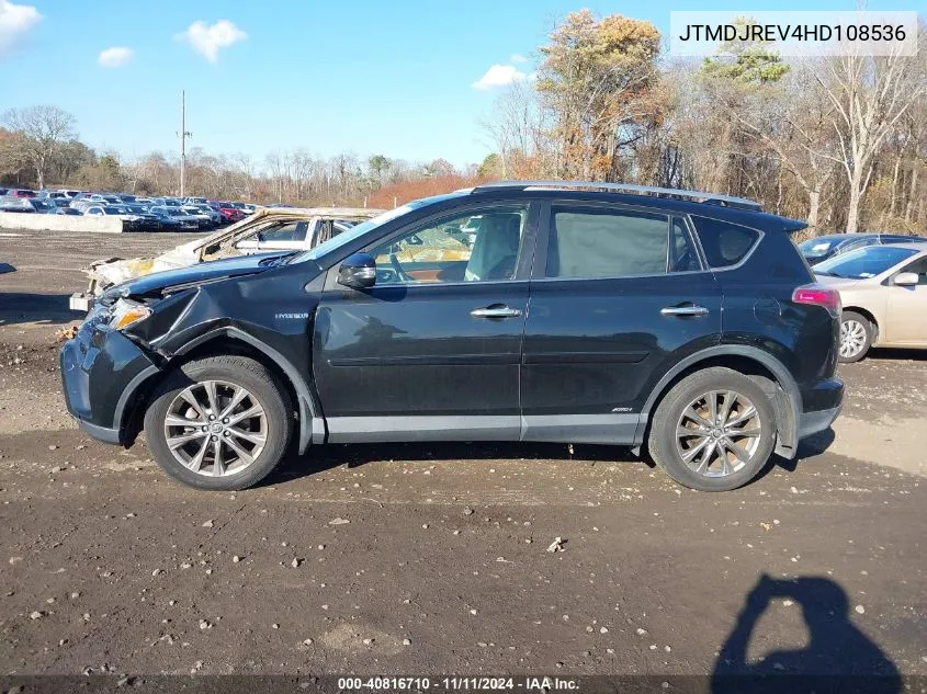 2017 Toyota Rav4 Hybrid Limited VIN: JTMDJREV4HD108536 Lot: 40816710