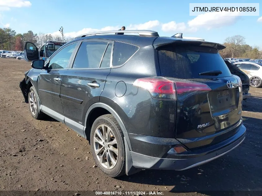 2017 Toyota Rav4 Hybrid Limited VIN: JTMDJREV4HD108536 Lot: 40816710