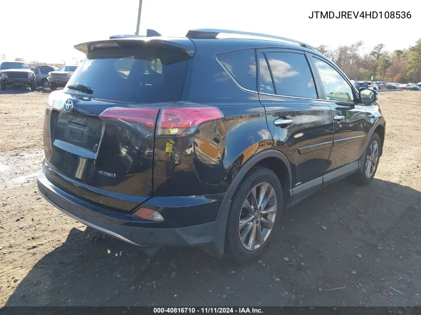 2017 Toyota Rav4 Hybrid Limited VIN: JTMDJREV4HD108536 Lot: 40816710