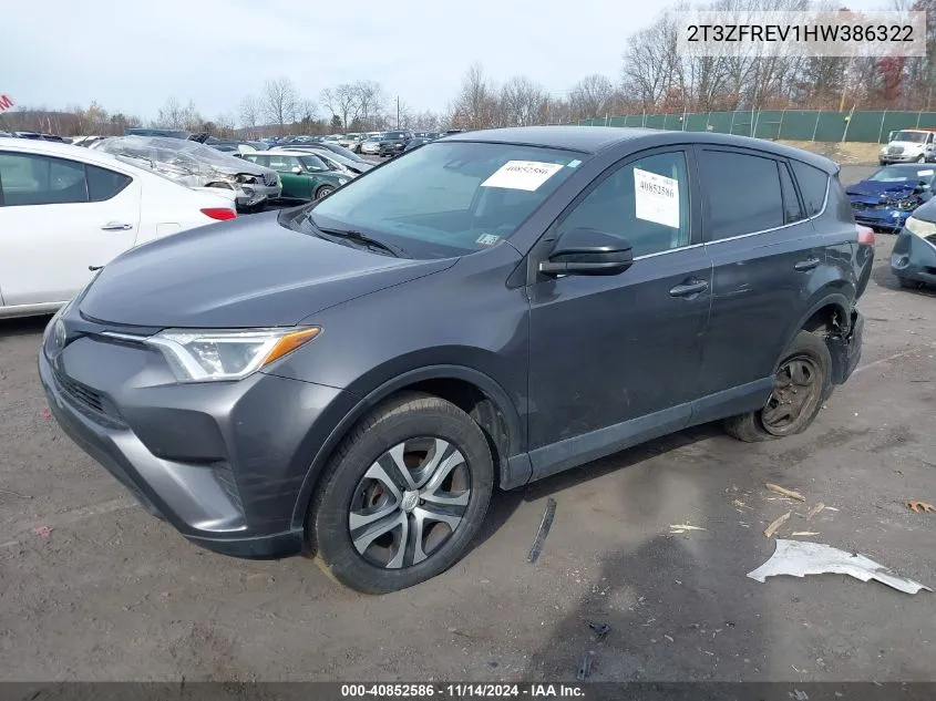 2017 Toyota Rav4 Le VIN: 2T3ZFREV1HW386322 Lot: 40852586