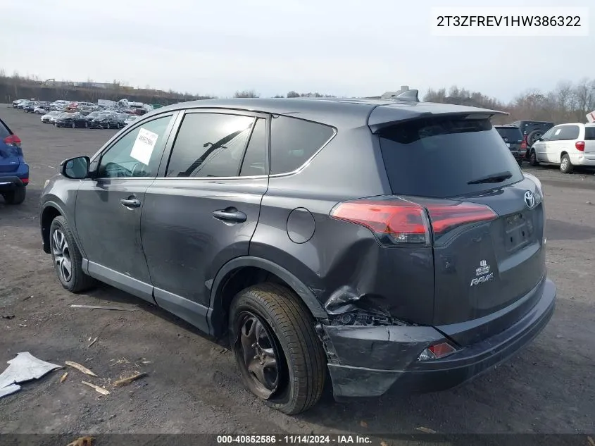 2017 Toyota Rav4 Le VIN: 2T3ZFREV1HW386322 Lot: 40852586