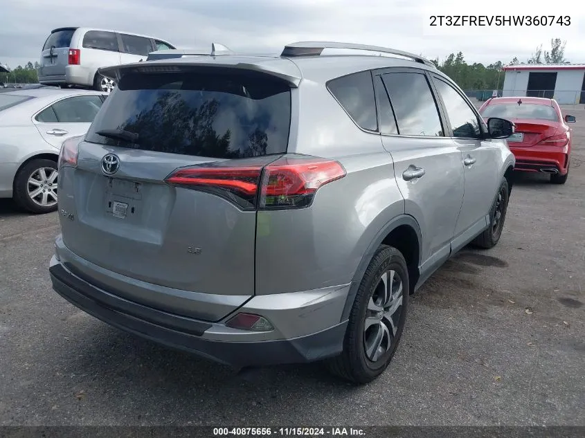 2017 Toyota Rav4 Le VIN: 2T3ZFREV5HW360743 Lot: 40875656