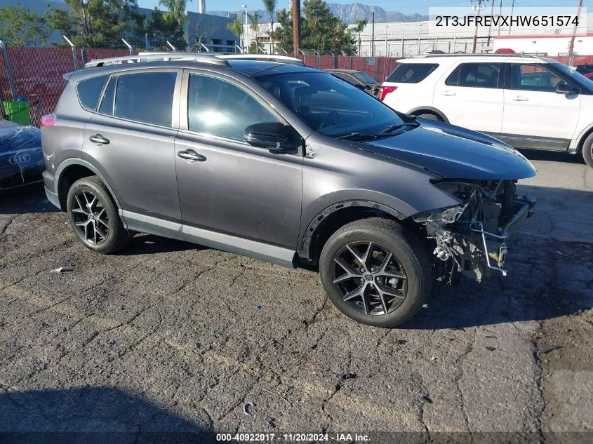 2017 Toyota Rav4 Se VIN: 2T3JFREVXHW651574 Lot: 40922017