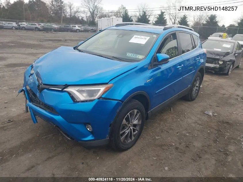 2017 Toyota Rav4 Hybrid Xle VIN: JTMRJREV5HD148257 Lot: 40924118