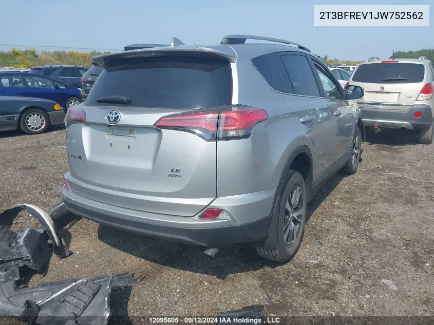 2018 Toyota Rav4 Le VIN: 2T3BFREV1JW752562 Lot: 12095605