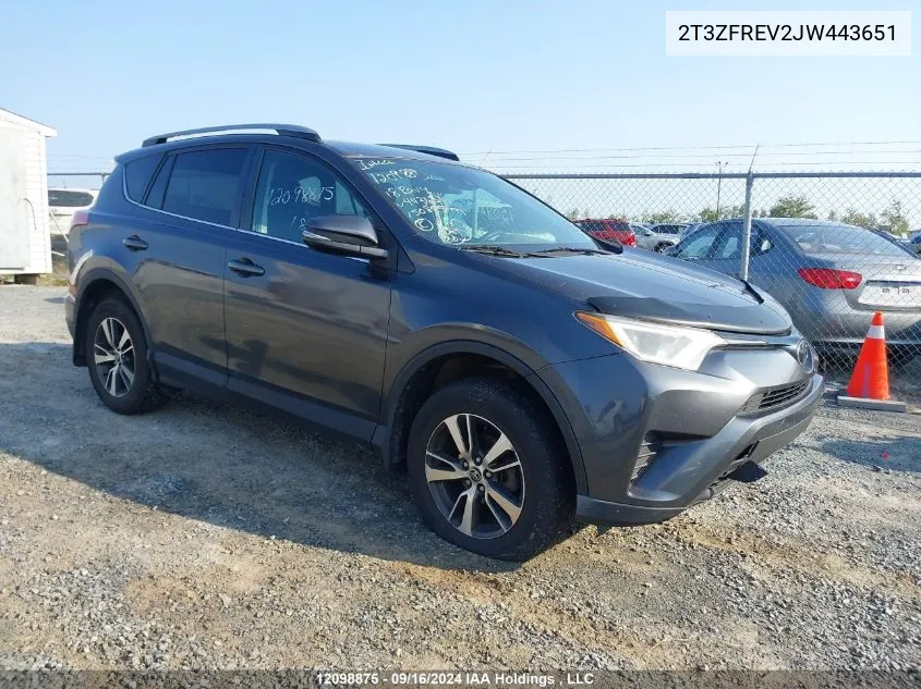 2018 Toyota Rav4 Le VIN: 2T3ZFREV2JW443651 Lot: 12098875