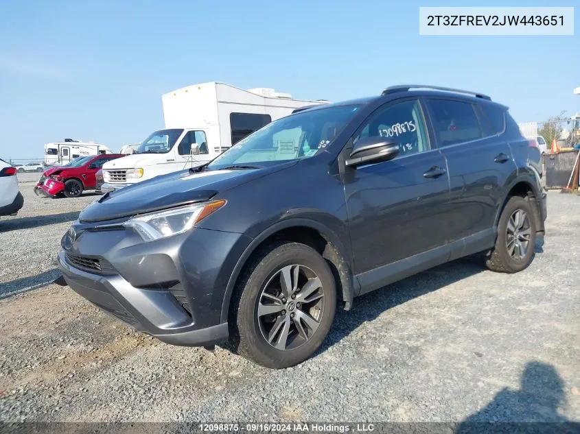 2018 Toyota Rav4 Le VIN: 2T3ZFREV2JW443651 Lot: 12098875