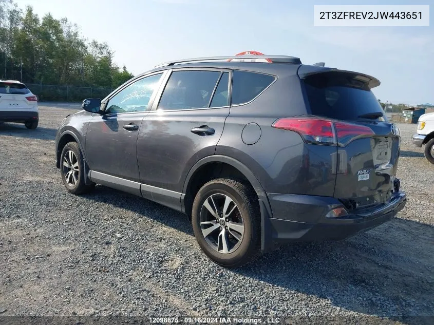 2018 Toyota Rav4 Le VIN: 2T3ZFREV2JW443651 Lot: 12098875