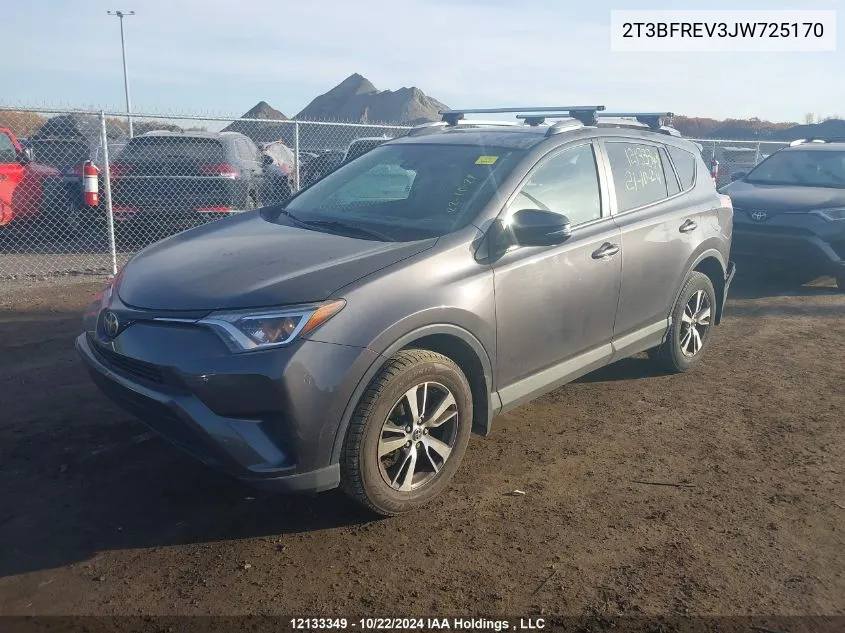 2018 Toyota Rav4 Le VIN: 2T3BFREV3JW725170 Lot: 12133349