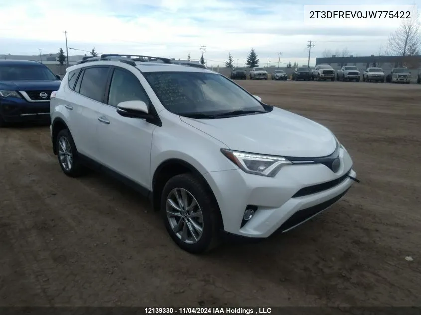 2018 Toyota Rav4 Limited VIN: 2T3DFREV0JW775422 Lot: 12139330