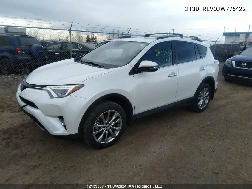 2018 Toyota Rav4 Limited VIN: 2T3DFREV0JW775422 Lot: 12139330