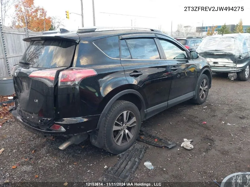 2018 Toyota Rav4 Le VIN: 2T3ZFREV2JW494275 Lot: 12153614