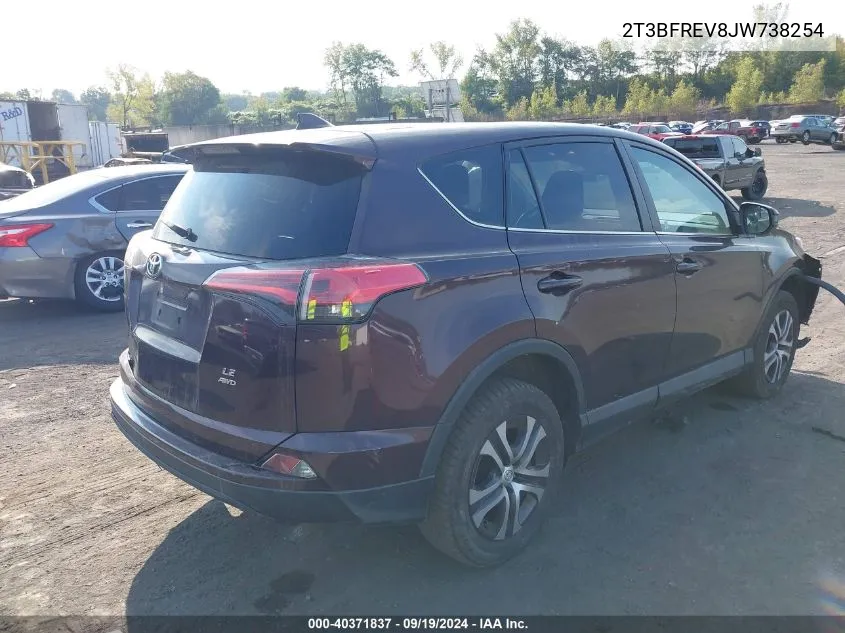 2018 Toyota Rav4 Le VIN: 2T3BFREV8JW738254 Lot: 40371837