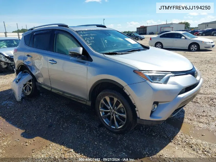 JTMYFREV6JJ194250 2018 Toyota Rav4 Limited