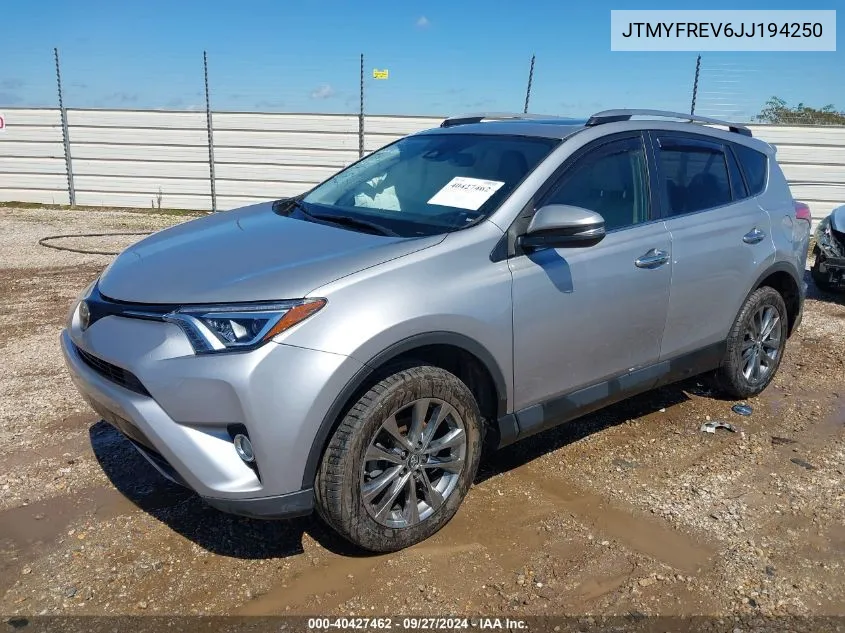 2018 Toyota Rav4 Limited VIN: JTMYFREV6JJ194250 Lot: 40427462